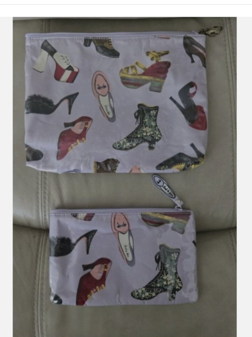 Set of 2 Cosmetic Bags Pouches Shoe Themed Design Nick & Nora by American Genius